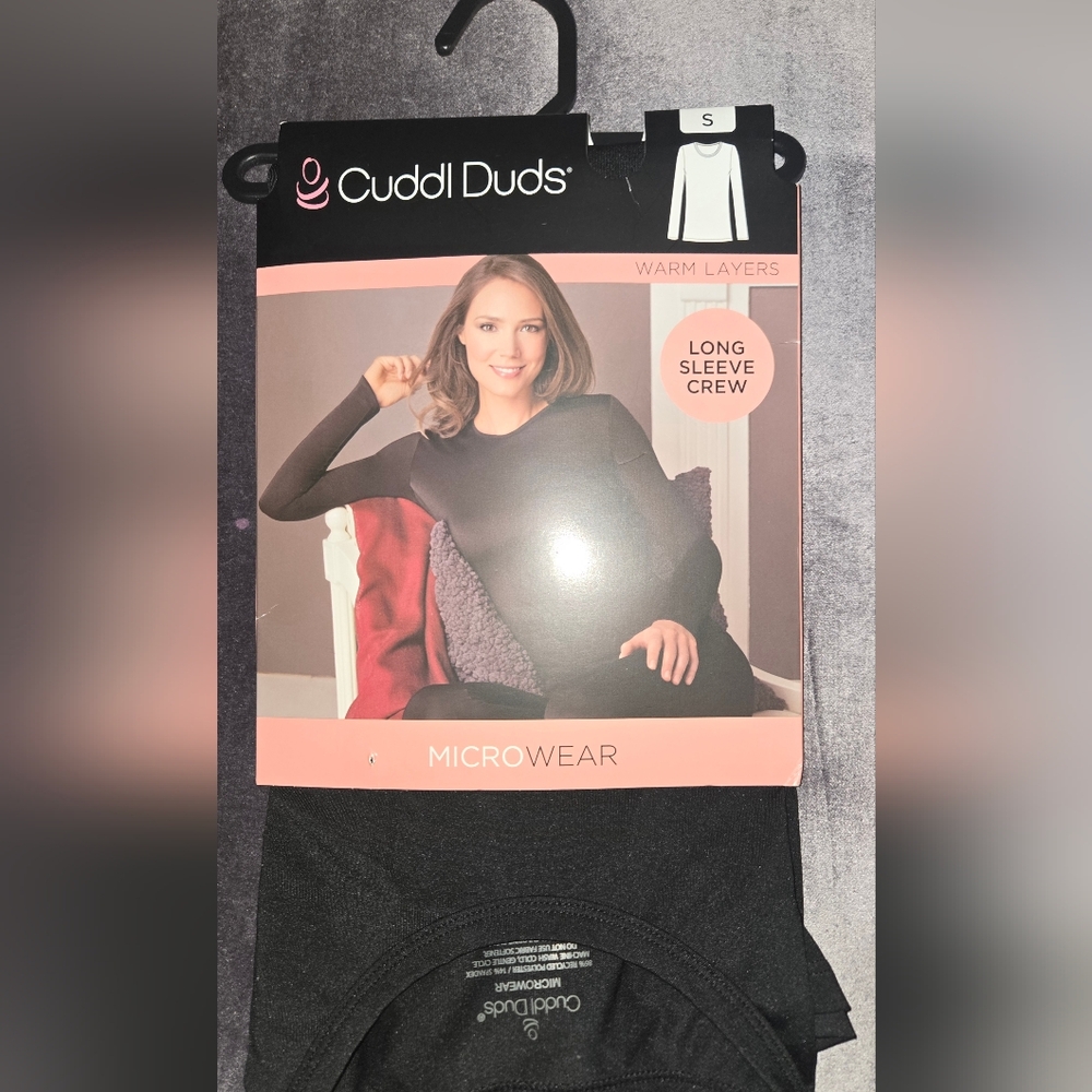 Cuddl Duds Black Long Sleeve Crew